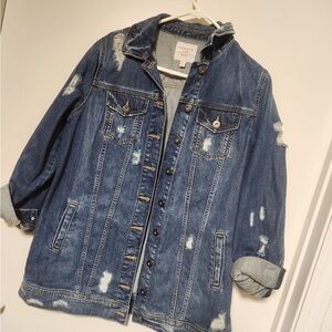torrid Distressed Denim Jacket - Medium Blue Wash